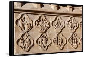 France, Amiens Cathedral (World Heritage Site), West Facade, Right Portal, Quatrefoil Medallions-Samuel Magal-Framed Stretched Canvas