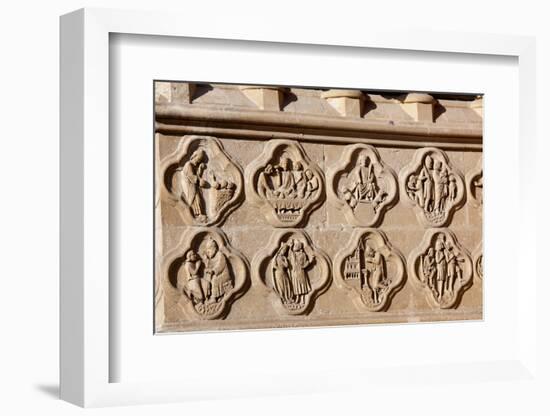 France, Amiens Cathedral (World Heritage Site), West Facade, Right Portal, Quatrefoil Medallions-Samuel Magal-Framed Photographic Print