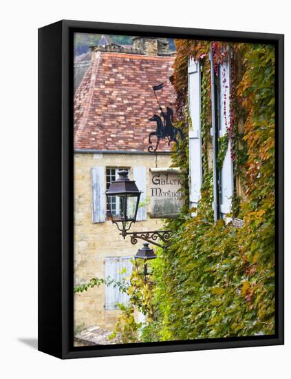 France, Aquitaine Region, Dordogne Department, Sarlat-La-Caneda, Rue Montaigne-Walter Bibikow-Framed Stretched Canvas