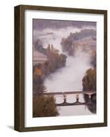 France, Aquitaine Region, Dordogne, Domme, Dordogne River Valley in Fog from the Belvedere De La Ba-Walter Bibikow-Framed Photographic Print