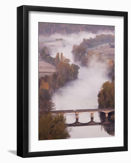 France, Aquitaine Region, Dordogne, Domme, Dordogne River Valley in Fog from the Belvedere De La Ba-Walter Bibikow-Framed Photographic Print