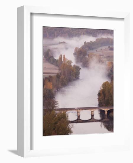 France, Aquitaine Region, Dordogne, Domme, Dordogne River Valley in Fog from the Belvedere De La Ba-Walter Bibikow-Framed Photographic Print