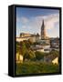 France, Aquitaine Region, Gironde Department, St-Emilion, Wine Town, Town View with Eglise Monolith-Walter Bibikow-Framed Stretched Canvas