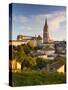 France, Aquitaine Region, Gironde Department, St-Emilion, Wine Town, Town View with Eglise Monolith-Walter Bibikow-Stretched Canvas