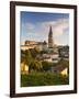 France, Aquitaine Region, Gironde Department, St-Emilion, Wine Town, Town View with Eglise Monolith-Walter Bibikow-Framed Photographic Print