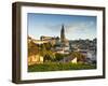 France, Aquitaine Region, Gironde Department, St-Emilion, Wine Town, Town View with Eglise Monolith-Walter Bibikow-Framed Photographic Print