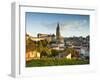 France, Aquitaine Region, Gironde Department, St-Emilion, Wine Town, Town View with Eglise Monolith-Walter Bibikow-Framed Photographic Print