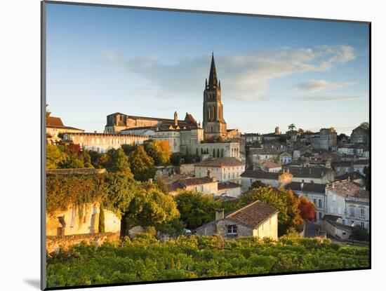 France, Aquitaine Region, Gironde Department, St-Emilion, Wine Town, Town View with Eglise Monolith-Walter Bibikow-Mounted Photographic Print