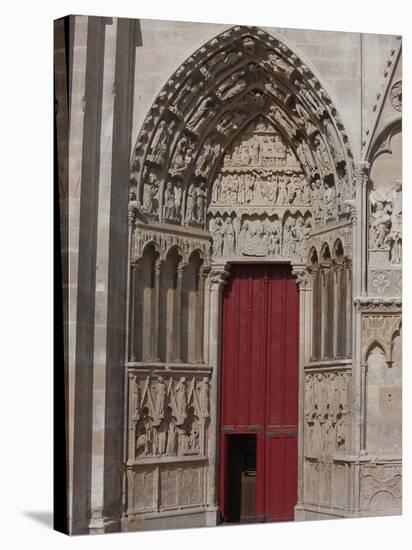 France, Auxerre Cathedral, West Facade, South P-null-Stretched Canvas