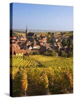 France, Bas-Rhin, Alsace Region, Alasatian Wine Route, Blienschwiller, Town Overview from Vineyards-Walter Bibikow-Stretched Canvas