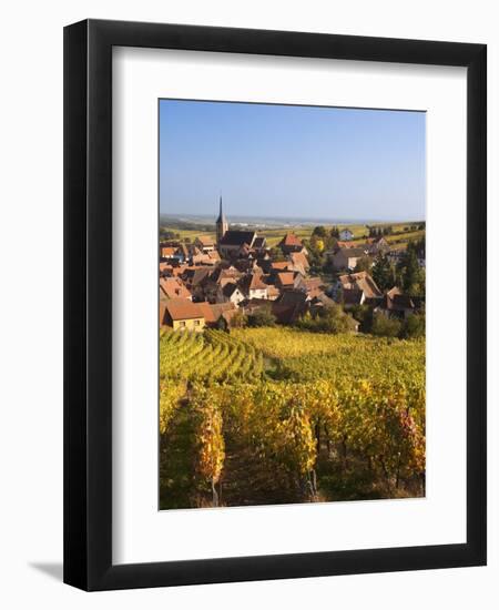 France, Bas-Rhin, Alsace Region, Alasatian Wine Route, Blienschwiller, Town Overview from Vineyards-Walter Bibikow-Framed Photographic Print