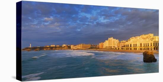 France, Biarritz, Pyrenees-Atlantique, Panorama of Grand Plage at Sunset-Shaun Egan-Stretched Canvas