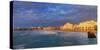 France, Biarritz, Pyrenees-Atlantique, Panorama of Grand Plage at Sunset-Shaun Egan-Stretched Canvas