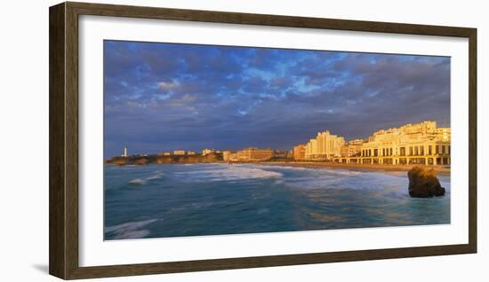 France, Biarritz, Pyrenees-Atlantique, Panorama of Grand Plage at Sunset-Shaun Egan-Framed Photographic Print