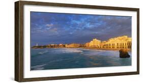 France, Biarritz, Pyrenees-Atlantique, Panorama of Grand Plage at Sunset-Shaun Egan-Framed Photographic Print