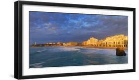 France, Biarritz, Pyrenees-Atlantique, Panorama of Grand Plage at Sunset-Shaun Egan-Framed Photographic Print