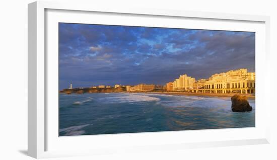 France, Biarritz, Pyrenees-Atlantique, Panorama of Grand Plage at Sunset-Shaun Egan-Framed Photographic Print