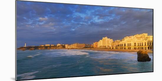 France, Biarritz, Pyrenees-Atlantique, Panorama of Grand Plage at Sunset-Shaun Egan-Mounted Photographic Print