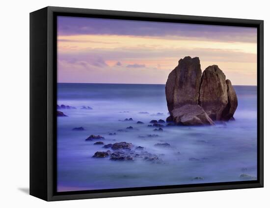 France, Biarritz, Pyrenees-Atlantique, Seascape and Rock Formation-Shaun Egan-Framed Stretched Canvas