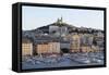 France, Bouches Du Rhone, Marseille. View Overlooking Vieux Port-Kevin Oke-Framed Stretched Canvas