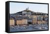 France, Bouches Du Rhone, Marseille. View Overlooking Vieux Port-Kevin Oke-Framed Stretched Canvas