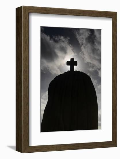 France, Brittany, C™tes-D'Armor, TrŽbeurden, Menhir of Saint-Uzec, Silhouette-Andreas Keil-Framed Photographic Print