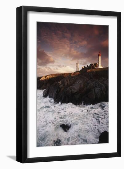 France, Brittany, Finistere, Saint-Mathieu. Lighthouse at Dawn-Walter Bibikow-Framed Photographic Print