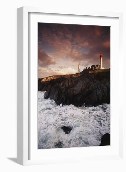 France, Brittany, Finistere, Saint-Mathieu. Lighthouse at Dawn-Walter Bibikow-Framed Photographic Print