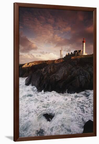 France, Brittany, Finistere, Saint-Mathieu. Lighthouse at Dawn-Walter Bibikow-Framed Photographic Print