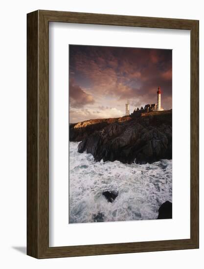 France, Brittany, Finistere, Saint-Mathieu. Lighthouse at Dawn-Walter Bibikow-Framed Photographic Print