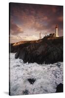 France, Brittany, Finistere, Saint-Mathieu. Lighthouse at Dawn-Walter Bibikow-Stretched Canvas