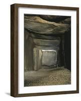 France, Brittany, Gavrinis Island, Megalithic Cairn, Interior of Megalith, Ornamented Granite Slabs-null-Framed Giclee Print