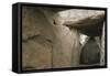 France, Brittany, Locmariaquer Megalithic Site, Interior of Dolmen with Table Des Marchands-null-Framed Stretched Canvas
