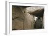 France, Brittany, Locmariaquer Megalithic Site, Interior of Dolmen with Table Des Marchands-null-Framed Giclee Print