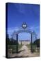 France, Brittany, Morbihan, Guegon, Entrance Gate to Treganteur Castle-null-Stretched Canvas
