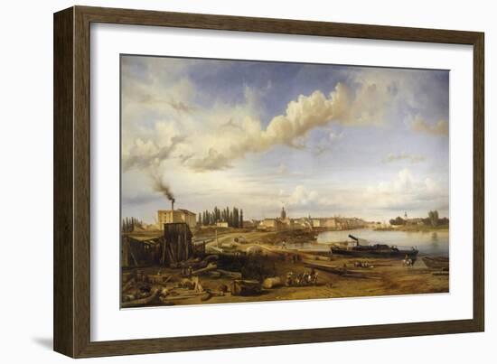 France, Burgundy, Chalon-Sur-Saone, View in 1837-Eugene Flandin-Framed Giclee Print