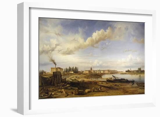 France, Burgundy, Chalon-Sur-Saone, View in 1837-Eugene Flandin-Framed Giclee Print