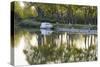 France, Burgundy, Nievre, Cercy La Tour. Canal Boat at the Dock-Kevin Oke-Stretched Canvas