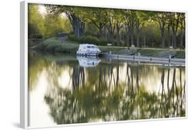 France, Burgundy, Nievre, Cercy La Tour. Canal Boat at the Dock-Kevin Oke-Framed Photographic Print