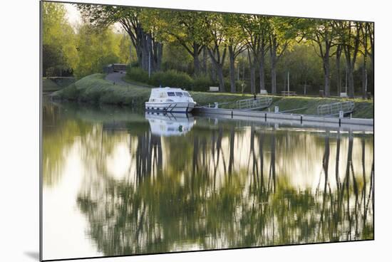 France, Burgundy, Nievre, Cercy La Tour. Canal Boat at the Dock-Kevin Oke-Mounted Photographic Print