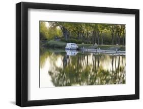 France, Burgundy, Nievre, Cercy La Tour. Canal Boat at the Dock-Kevin Oke-Framed Photographic Print