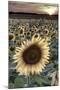 France, Centre Region, Indre-Et-Loire, Sainte Maure De Touraine, Sunflowers in Sunflower Field-Alan Copson-Mounted Photographic Print