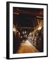 France, Chateau De Breuil-En-Auge, Ageing Calvados Barrels in Old Stables-null-Framed Giclee Print