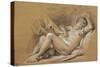 France, Chinoiseries, Drawing of Woman Nude on a Bed-null-Stretched Canvas