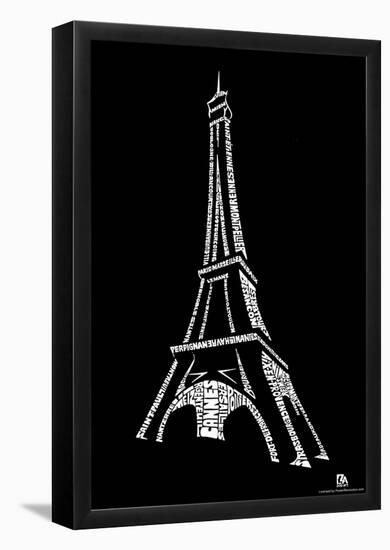 France Cities Eiffel Tower Text Poster-null-Framed Poster