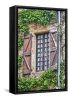 France, Cordes-sur-Ciel. Weathered shutters and window.-Hollice Looney-Framed Stretched Canvas