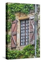 France, Cordes-sur-Ciel. Weathered shutters and window.-Hollice Looney-Stretched Canvas