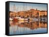 France, Corsica, Corse-Du-Sud Department, Propriano, Town Marina, Sunset-Walter Bibikow-Framed Stretched Canvas