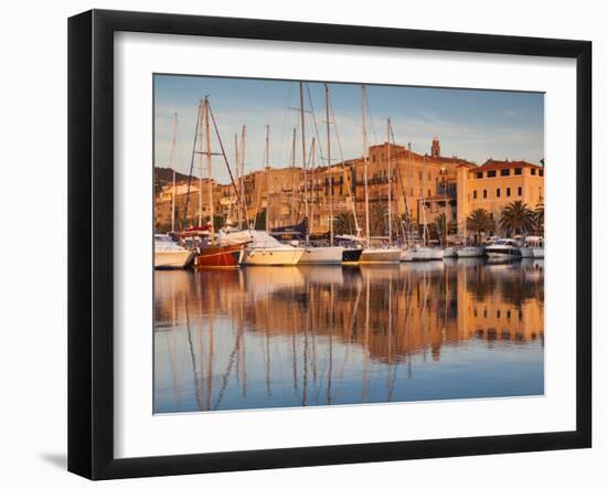 France, Corsica, Corse-Du-Sud Department, Propriano, Town Marina, Sunset-Walter Bibikow-Framed Premium Photographic Print