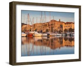 France, Corsica, Corse-Du-Sud Department, Propriano, Town Marina, Sunset-Walter Bibikow-Framed Photographic Print